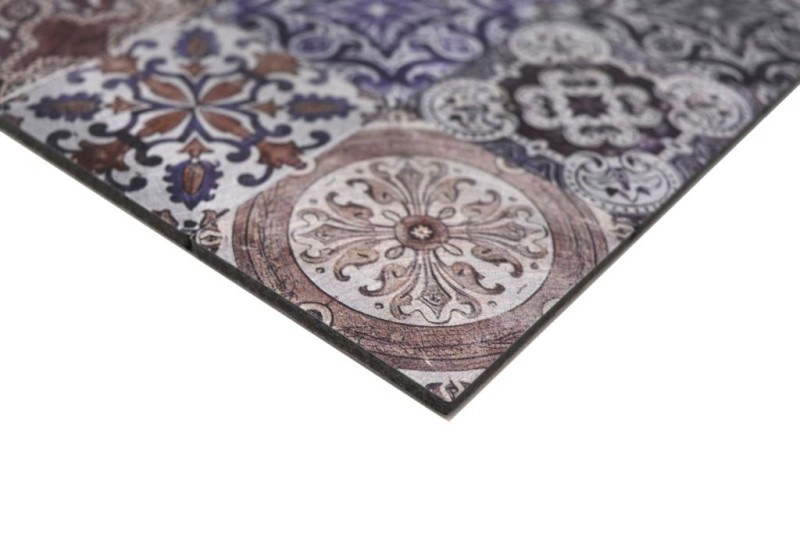 Échantillon manuel Tapis mosaïque autocollant Alu rétro multicolore violet crème marron Ornement dAfrique - MOS200-U03_m