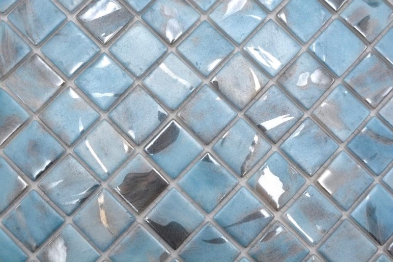 Échantillon manuel Mosaïque de piscine Mosaïque de piscine bleu clair marbré gris cream argent chatoyant douche mur SPAIN - MOS220-71252U_m