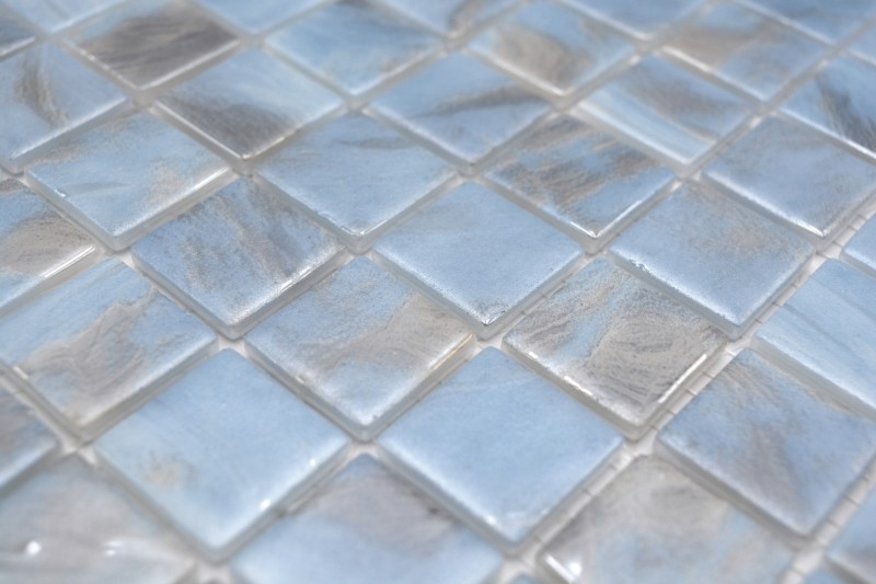 Échantillon manuel Mosaïque de piscine Mosaïque de piscine bleu clair marbré gris cream argent chatoyant douche mur SPAIN - MOS220-71252U_m
