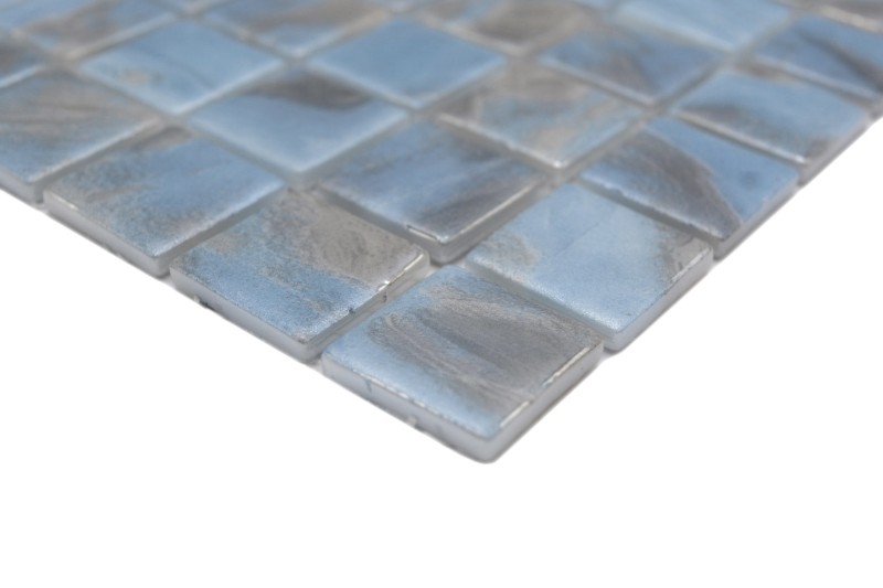 Échantillon manuel Mosaïque de piscine Mosaïque de piscine bleu clair marbré gris cream argent chatoyant douche mur SPAIN - MOS220-71252U_m