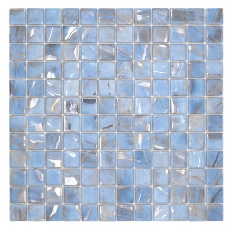 Échantillon manuel Mosaïque de piscine Mosaïque de piscine bleu clair marbré gris cream argent chatoyant douche mur SPAIN - MOS220-71252U_m