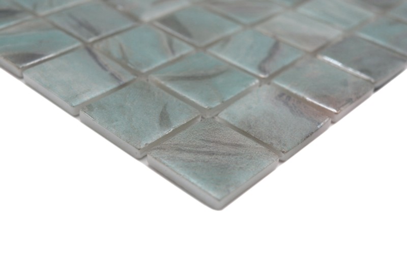 Motif main Mosaïque piscine Mosaïque piscine turquoise bleu gris crème argent chatoyant douche mur SPAIN - MOS220-71253U_m