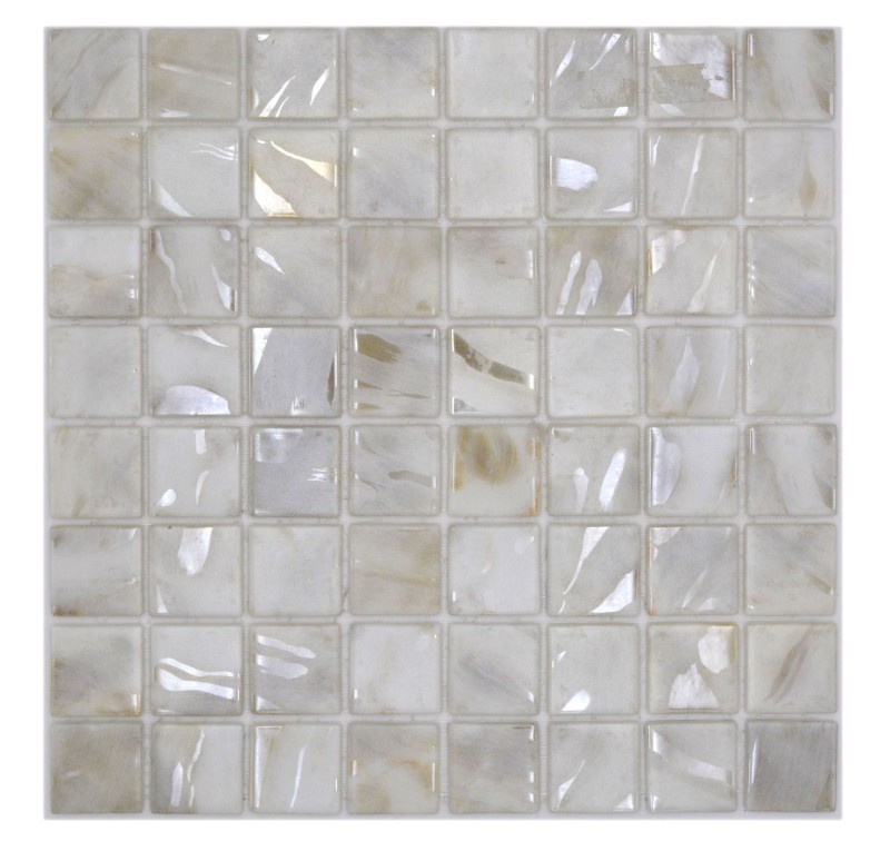 Motif main Mosaïque de piscine Mosaïque de verre Ivoire Cream Beige chatoyant changeant mur sol cuisine salle de bain douche - MOS220-71380U_m