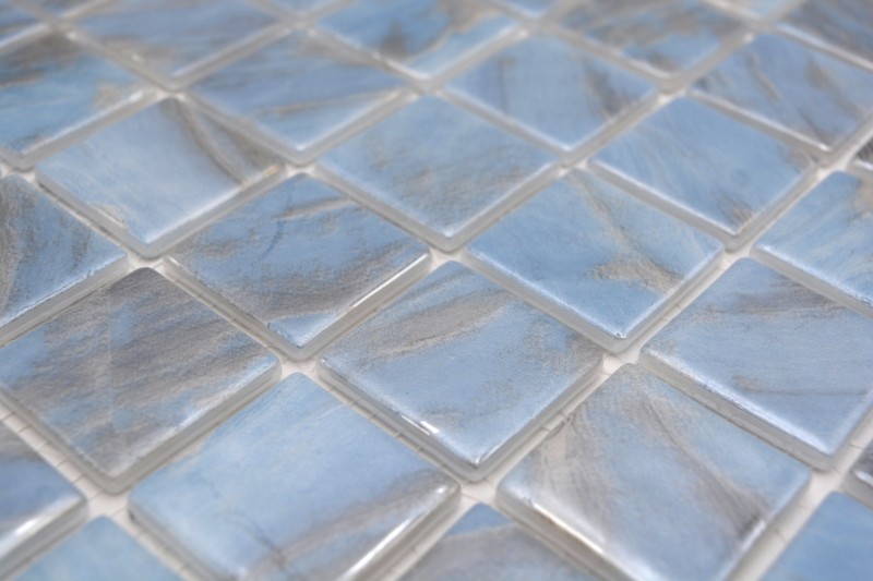 Échantillon manuel Mosaïque de piscine Mosaïque de verre marbré chatoyant gris cream argenté mur sol cuisine salle de bain douche - MOS220-71382U_m