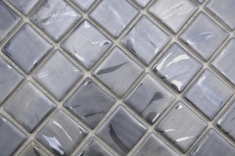Échantillon manuel Mosaïque de piscine Mosaïque de verre Gris pigeon Tons beiges avec nuance de bleu Mur Sol Cuisine Salle de bain Douche - MOS220-71384U_m