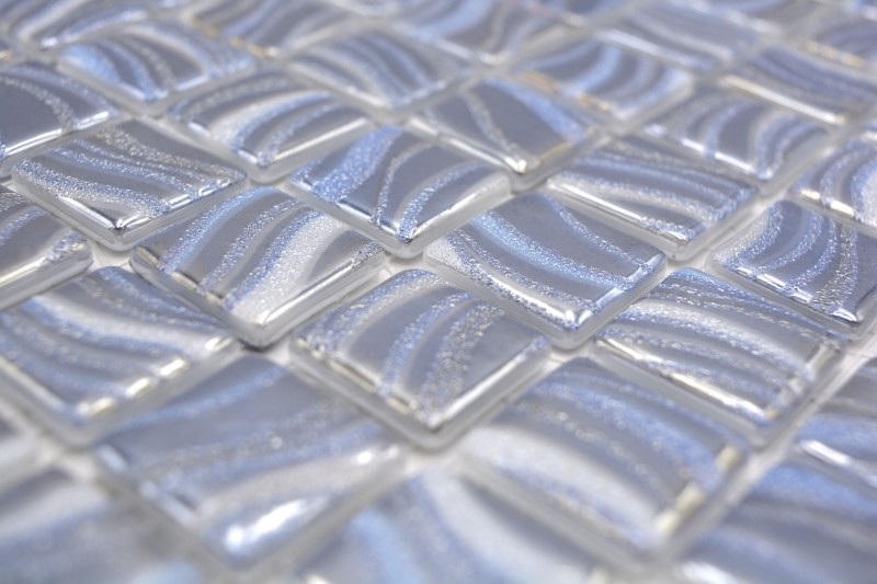 Motif main Mosaïque piscine Mosaïque piscine argent bleu argent brillant métallique douche mur SPAIN - MOS220-78250U_m
