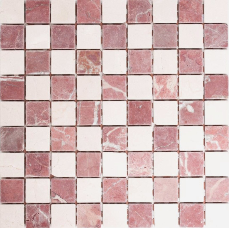 Marbre Mosaïque Carreau pierre naturelle crème beige rouge Random mur de douche - MOS42-1004