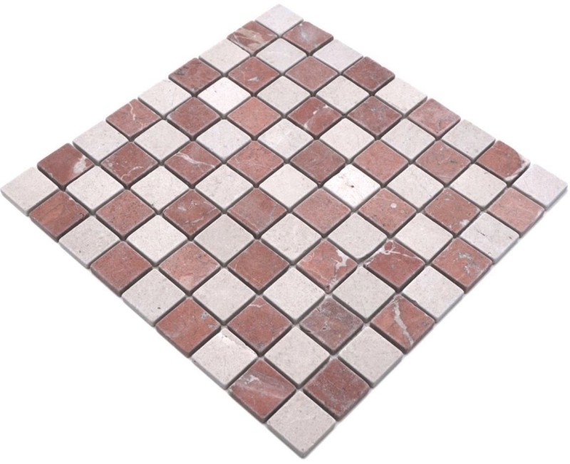 Marbre Mosaïque Carreau pierre naturelle crème beige rouge Random mur de douche - MOS42-1004