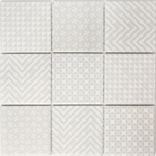 Retro Vintage ART DEKO Mosaïque Carreau de mur Céramique grise Revêtement mural Carreau de cuisine Carreau de salle de bain WC - MOS22B-1402