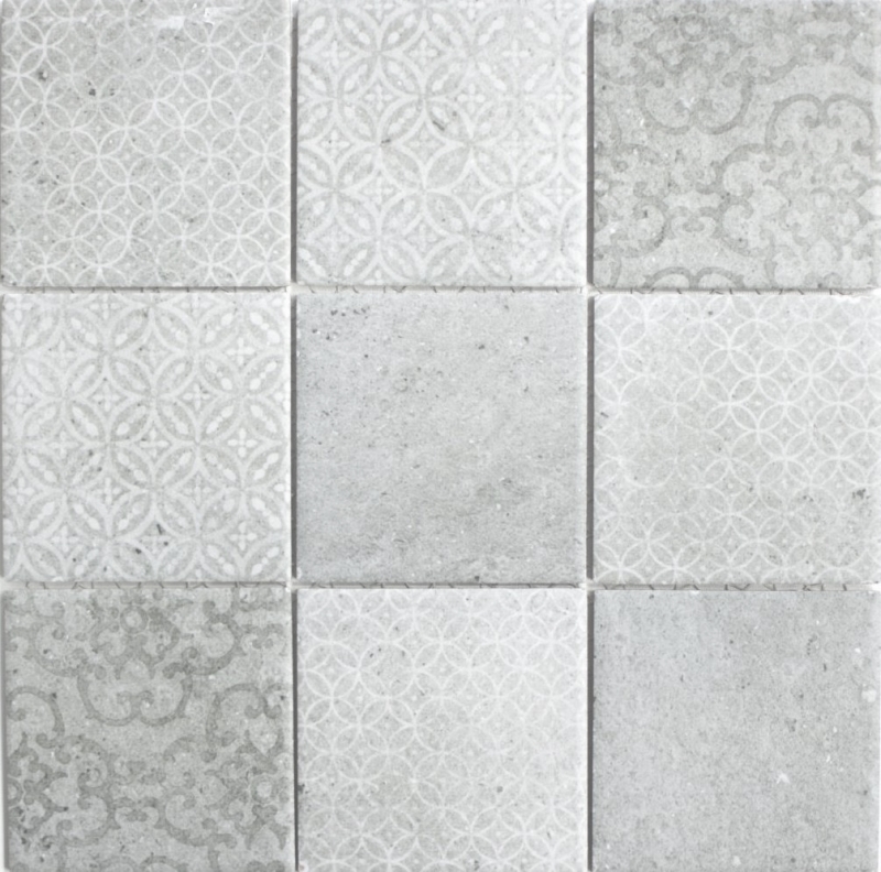 Mosaïque rétro vintage mur céramique aspect ciment gris mix carrelage cuisine - MOS22-CELLO