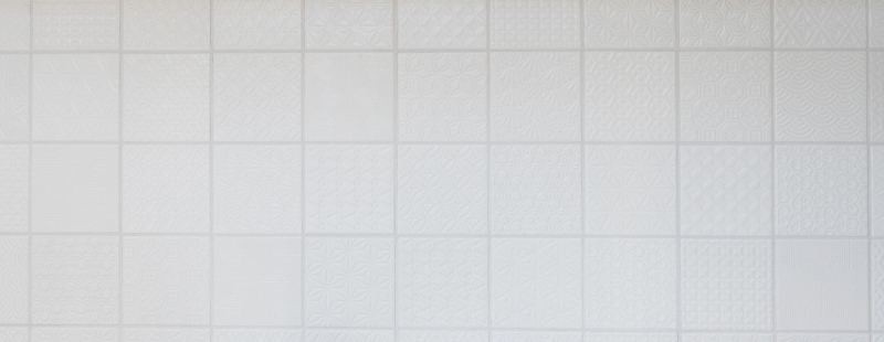 Mosaïque rétro vintage mur céramique blanc structure carreau salle de bain carrelage mural - MOS22B-0104