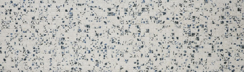 Motif main Carreau de mosaïque Rétro Vintage Céramique blanche fleur bleue Dos de cuisine MOS18D-1404_m