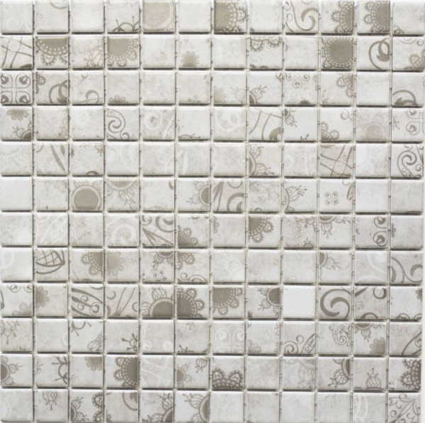 Motif main Carreau de mosaïque Rétro Vintage Mosaïque céramique grise Kaki Carrelage MOS18D-1402_m