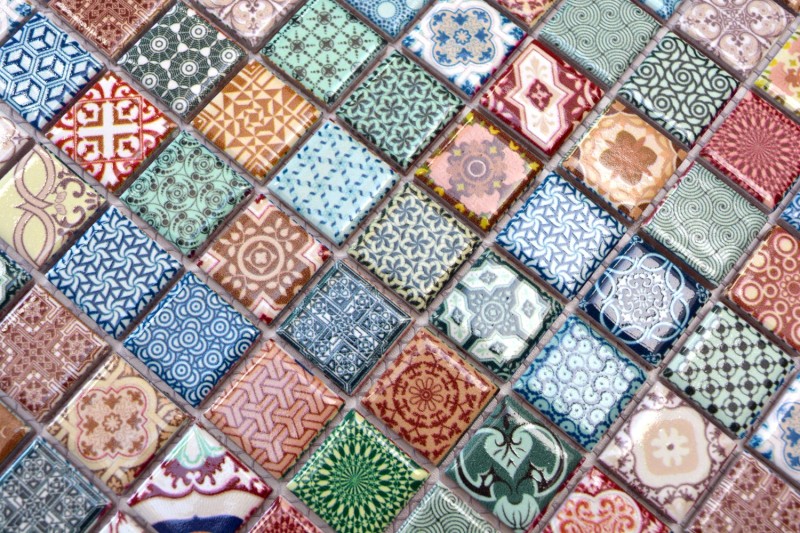 Mosaïque céramique Carreau de mosaïque multicolore aspect espagnol rétro vintage MOS18D-1616
