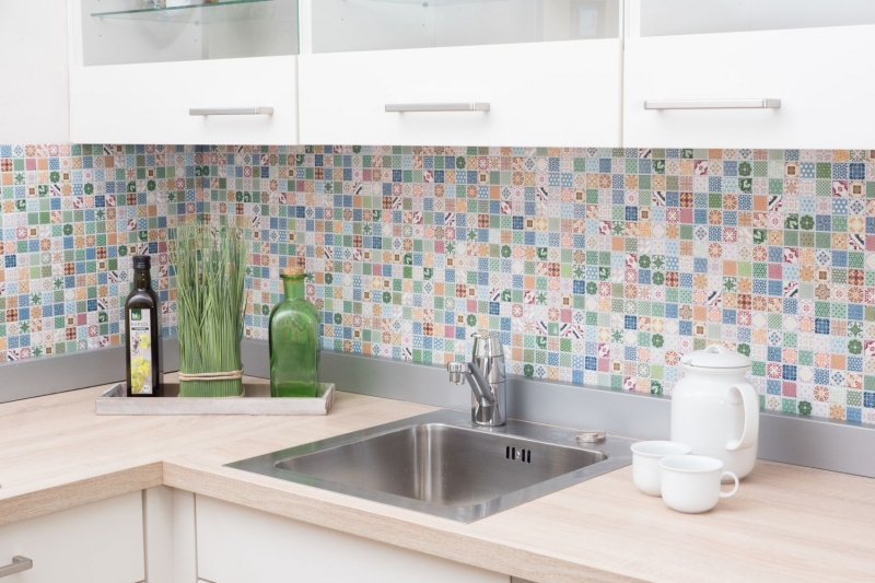 Mosaïque céramique Carreau de mosaïque multicolore aspect espagnol rétro vintage MOS18D-1616