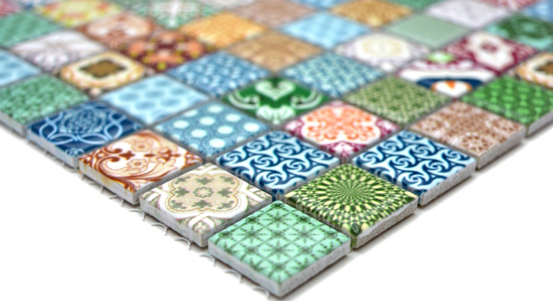 Motif main mosaïque multicolore aspect espagnol rétro vintage mosaïque céramique MOS18D-1616_m