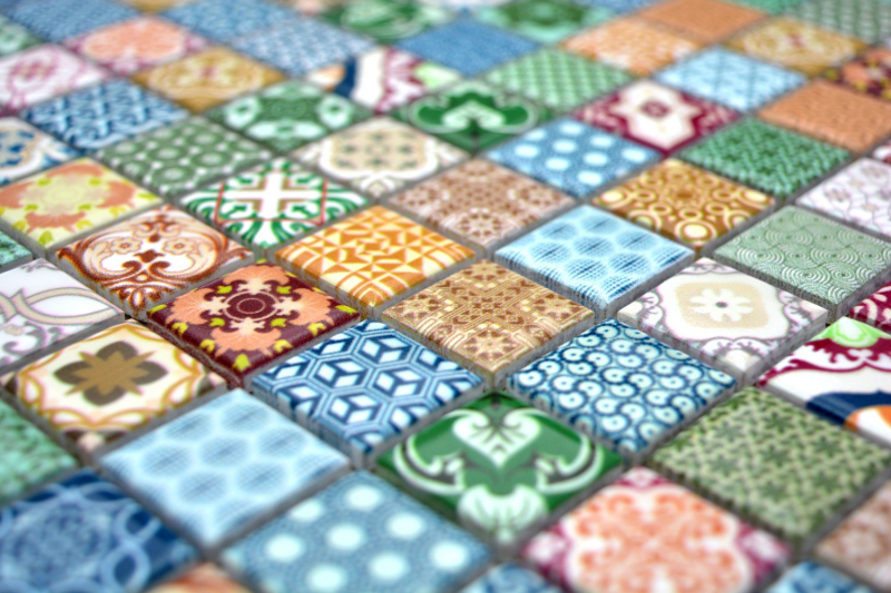 Motif main mosaïque multicolore aspect espagnol rétro vintage mosaïque céramique MOS18D-1616_m