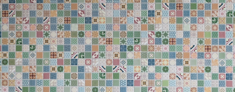 Mosaïque céramique Carreau de mosaïque multicolore aspect espagnol rétro vintage MOS18D-1616