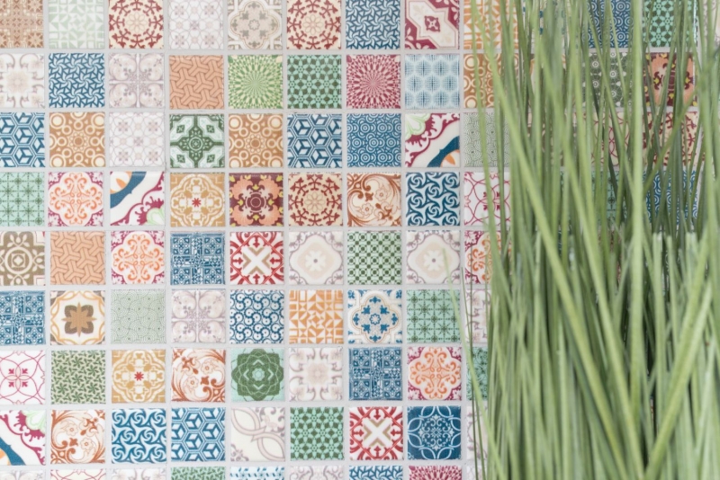 Mosaïque céramique Carreau de mosaïque multicolore aspect espagnol rétro vintage MOS18D-1616