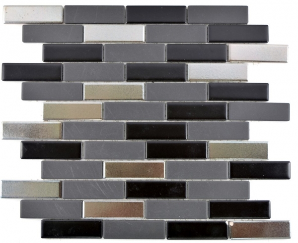 échantillon manuel mosaïque composite céramique noir argent chromé baguettes carrelage MOS26-0317_m