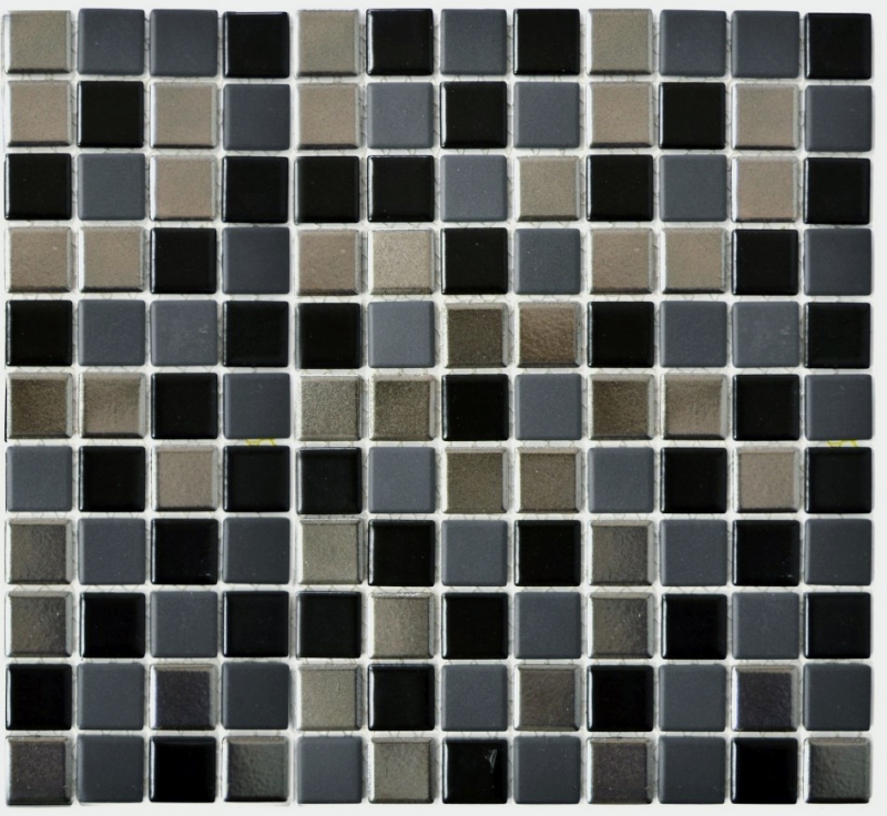 Échantillon manuel Carreau de mosaïque Céramique noir argenté anthracite chrome Dos de cuisine MOS18-0317_m