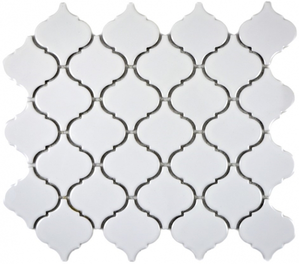 Motif main Retro Vintage Carreau de mosaïque Céramique Florentine blanc brillant MOS13-1WG_m