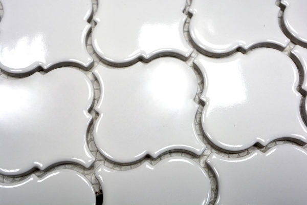Motif main Retro Vintage Carreau de mosaïque Céramique Florentine blanc brillant MOS13-1WG_m