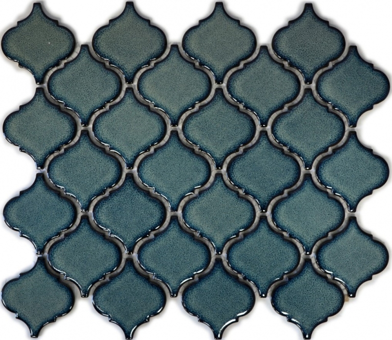 Florentine Rétro Vintage Carreau Mosaïque Céramique bleu moucheté brillant mur salle de bain cuisine WC - MOS13-0408