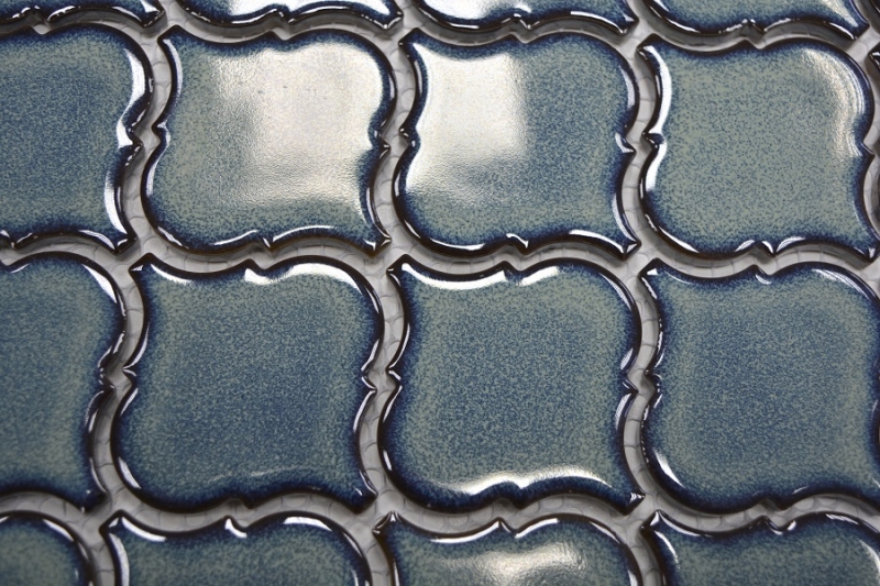 Florentine Rétro Vintage Carreau Mosaïque Céramique bleu moucheté brillant mur salle de bain cuisine WC - MOS13-0408