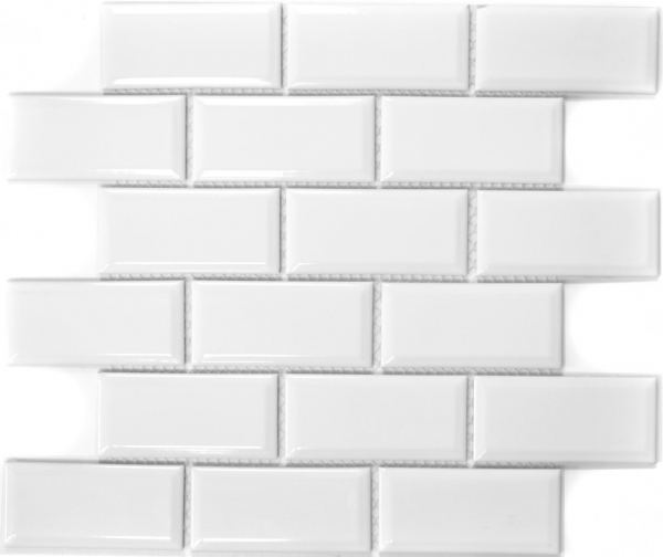 échantillon manuel Metro Subway carreau de mosaïque céramique BLANC carrelage cuisine mur MOS26M-0101_m