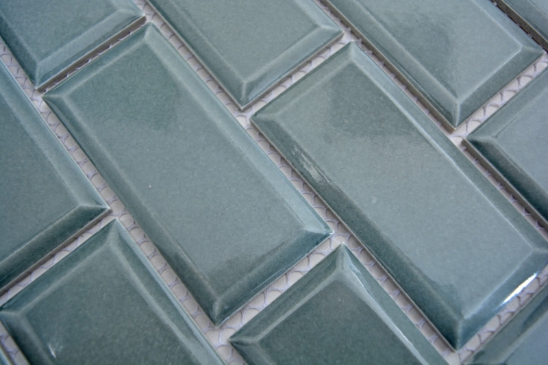 Metro Subway Carrelage Pétrole Gris Vert Facette Mosaïque Carrelage Céramique Cuisine Mur MOS26M-0218