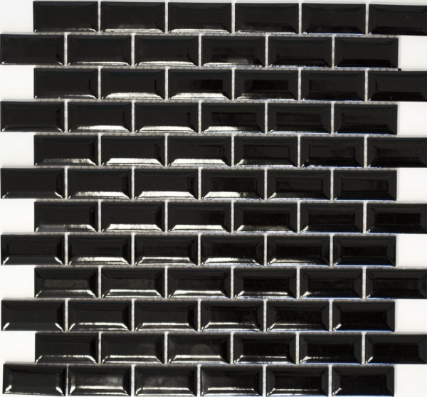 Échantillon manuel Mini Metro Subway Carreau de mosaïque Céramique noire Carrelage de cuisine MOS26-0302_m