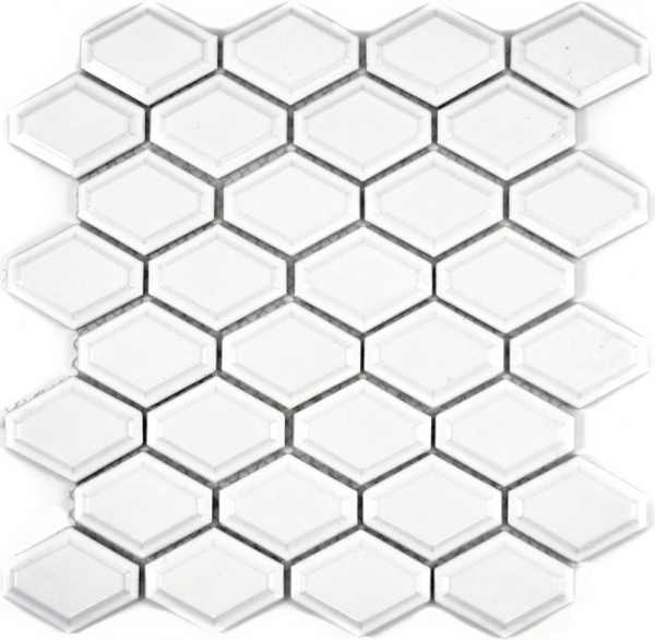 Motif main Mosaïque Carreau céramique Diamant Metro blanc mat Carrelage cuisine MOS13MD-0111_m