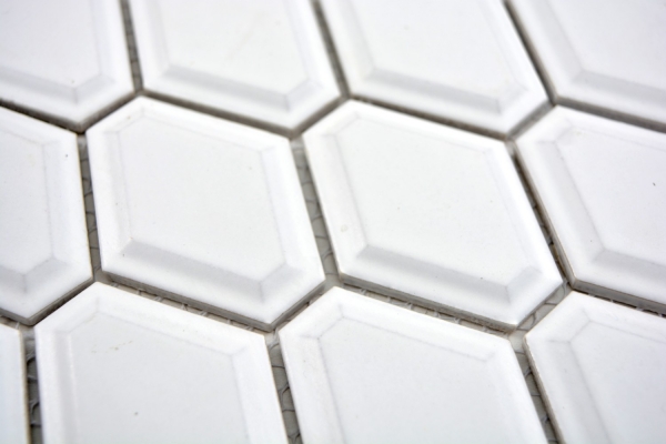 Motif main Mosaïque Carreau céramique Diamant Metro blanc mat Carrelage cuisine MOS13MD-0111_m