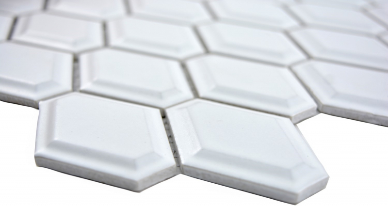 Motif main Mosaïque Carreau céramique Diamant Metro blanc mat Carrelage cuisine MOS13MD-0111_m