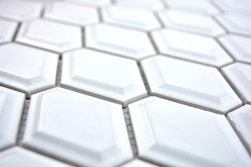 Motif main Mosaïque Carreau céramique Diamant Metro blanc mat Carrelage cuisine MOS13MD-0111_m