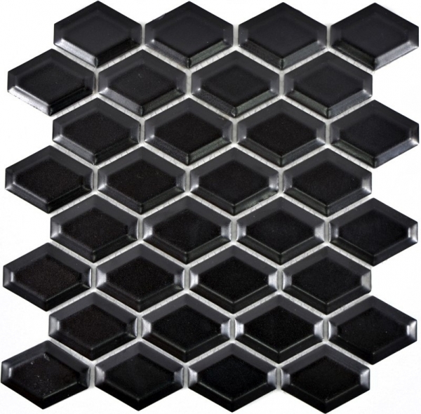 Motif main Mosaïque Carreau céramique Diamant Metro noir mat Carrelage cuisine MOS13MD-0311_m