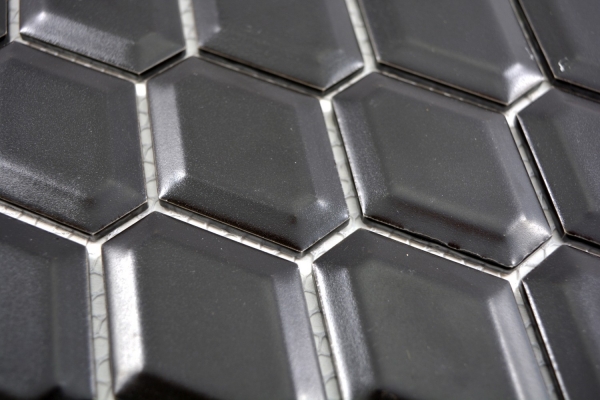 Motif main Mosaïque Carreau céramique Diamant Metro noir mat Carrelage cuisine MOS13MD-0311_m