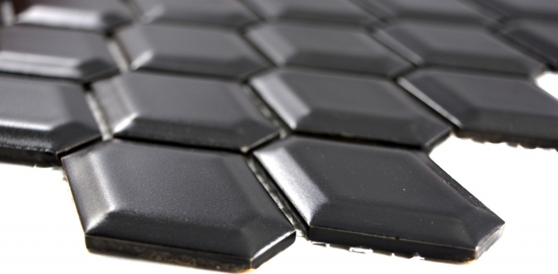 Motif main Mosaïque Carreau céramique Diamant Metro noir mat Carrelage cuisine MOS13MD-0311_m