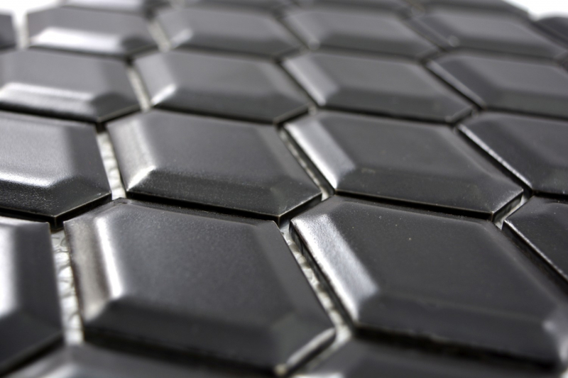 Motif main Mosaïque Carreau céramique Diamant Metro noir mat Carrelage cuisine MOS13MD-0311_m