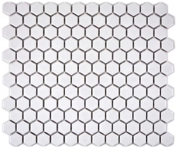 Motif main Carreau mosaïque Céramique Hexagone blanc brillant Carrelage cuisine MOS11A-0102_m