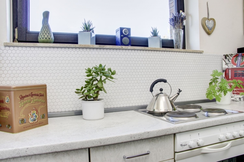 Hexagonal Hexagonal Mosaïque Carreau Céramique mini blanc brillant Carrelage cuisine Carrelage mural Carrelage salle de bain WC - MOS11A-0102