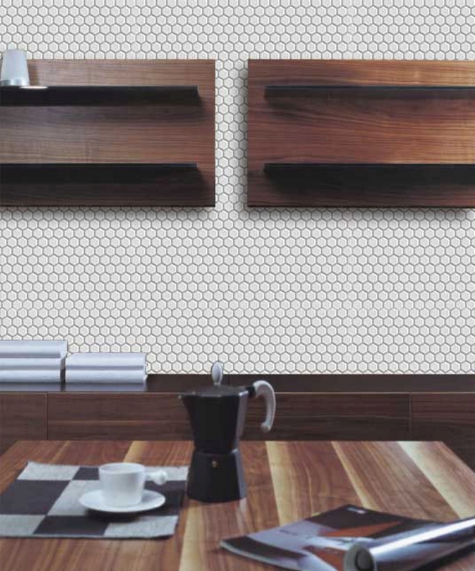 Hexagonal Hexagonal Mosaïque Carreau Céramique mini blanc brillant Carrelage cuisine Carrelage mural Carrelage salle de bain WC - MOS11A-0102