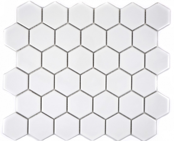 Motif main Mosaïque Carreau céramique Hexagone blanc brillant Dos de cuisine Protection anti-projections MOS11B-0102_m