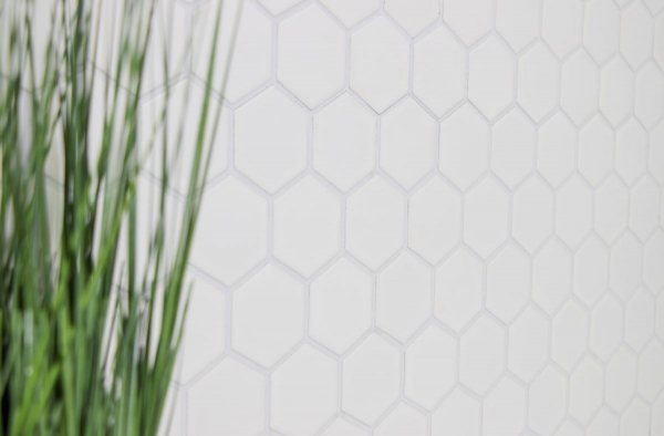 Motif main Mosaïque Carreau céramique Hexagone blanc brillant Dos de cuisine Protection anti-projections MOS11B-0102_m