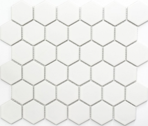 Motif main Mosaïque Céramique Hexagone blanc mat Carrelage mural Carrelage salle de bain MOS11B-0111_m