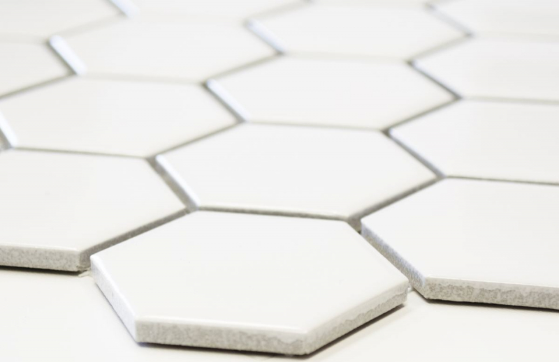 Motif main Mosaïque Céramique Hexagone blanc mat Carrelage mural Carrelage salle de bain MOS11B-0111_m