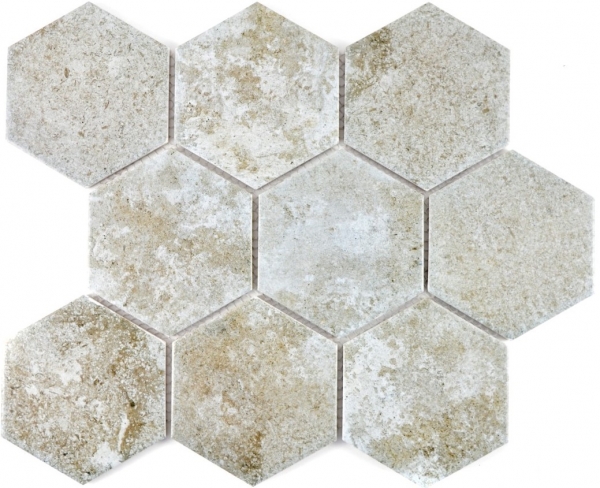 Motif main Mosaïque Céramique grise Hexagone Ciment Cuisine WC Carreau salle de bain MOS11F-0202_m