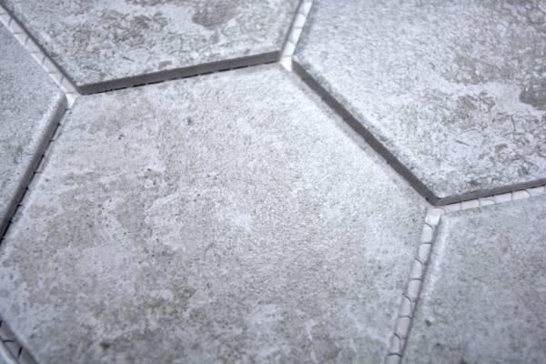 Motif main Mosaïque Céramique grise Hexagone Ciment Cuisine WC Carreau salle de bain MOS11F-0202_m