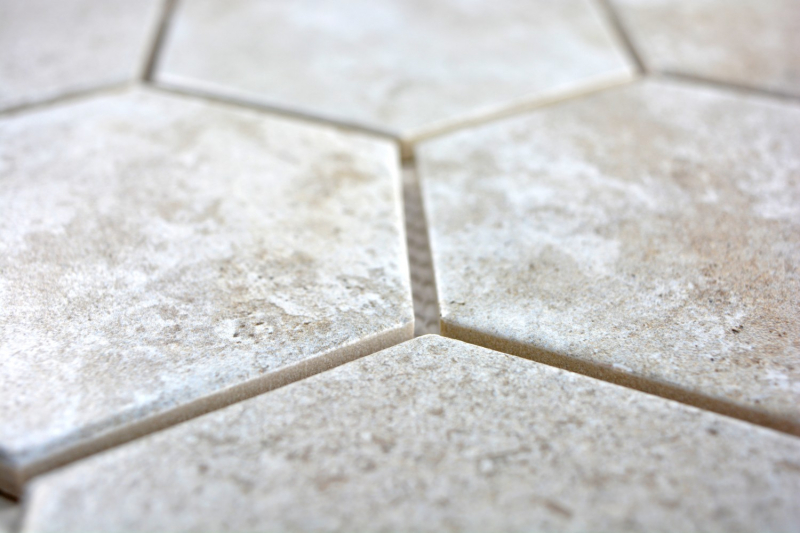 Motif main Mosaïque Céramique grise Hexagone Ciment Cuisine WC Carreau salle de bain MOS11F-0202_m